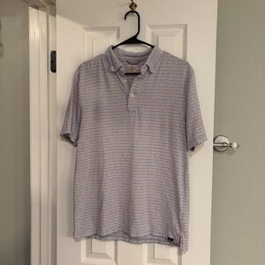 Faherty Heathered Stripe Polo Red White Blue Medium